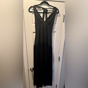 Stylish Black and White Polka Dot Maxi Dress